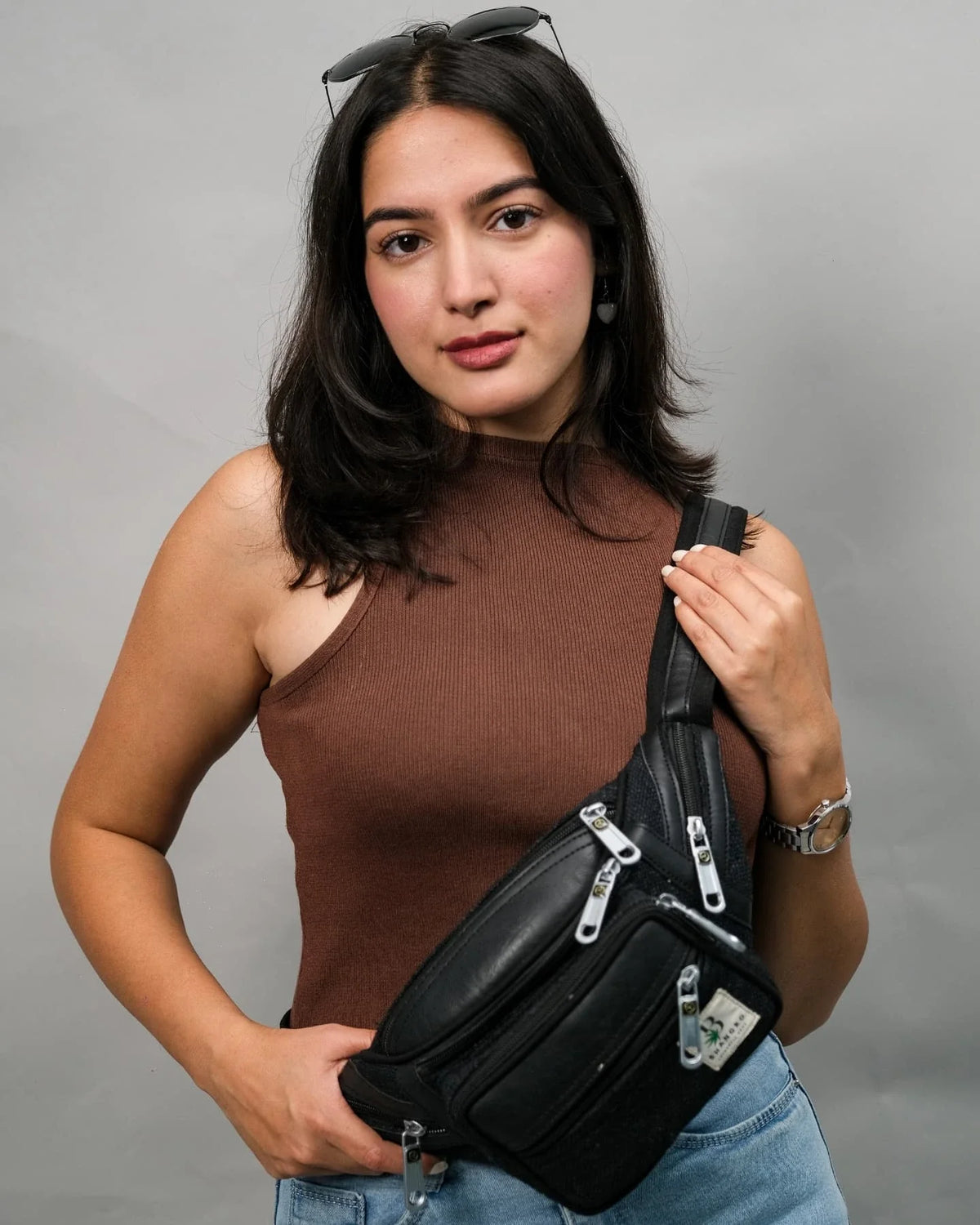 Wyla Everyday Fanny Pack worn cross-body, lifestyle shot